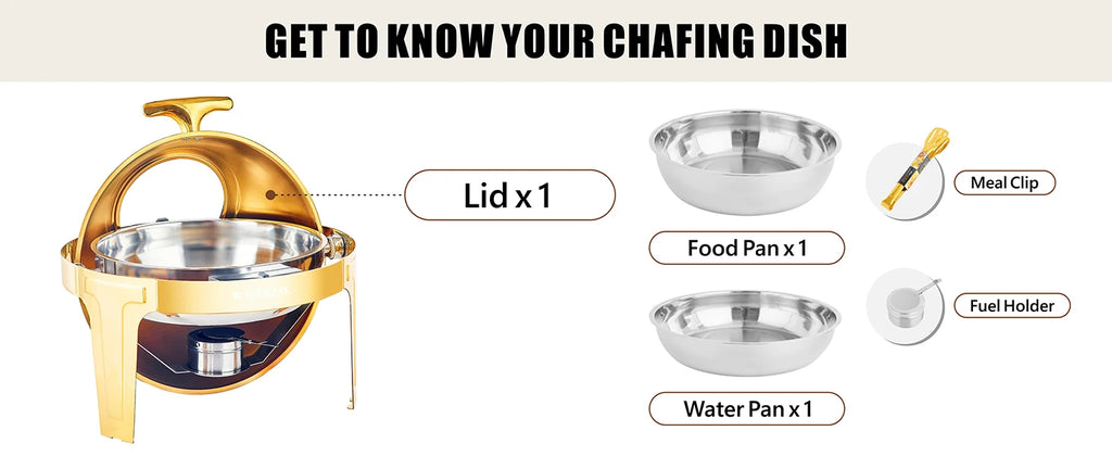 ROOMARK – ensemble de Buffet à réchaud 9QT, chauffe-catering en acier inoxydable de haute qualité, ensemble complet avec cadre épais pour fête de mariage