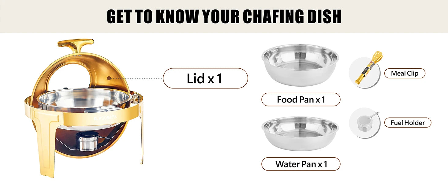 ROOMARK – ensemble de Buffet à réchaud 9QT, chauffe-catering en acier inoxydable de haute qualité, ensemble complet avec cadre épais pour fête de mariage