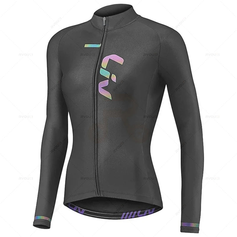 Liv-Ensemble de maillots de cyclisme pour femmes, manches longues, vêtements de vélo, maillot VTT, Culotte, printemps, automne
