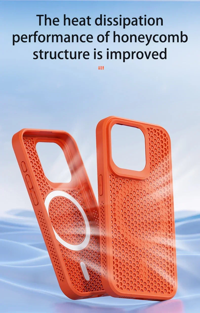 Coque de téléphone à Dissipation thermique et rafraîchissante, étui magnétique arrière rigide et respirant pour iPhone 17 16 15 14 13 12 11 Pro Max Plus pour Magsafe