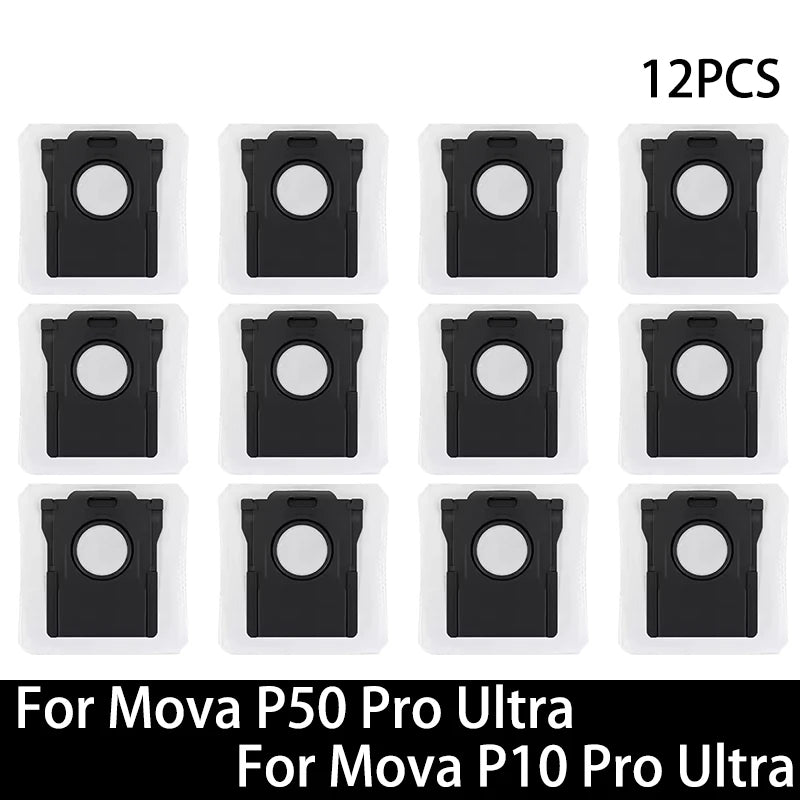 Pièces détachées pour robot aspirateur Mova P50 Pro Ultra / Mova P10 Pro Ultra : brosse principale, brosse latérale, filtre HEPA, chiffon de nettoyage, sac à poussière, accessoires