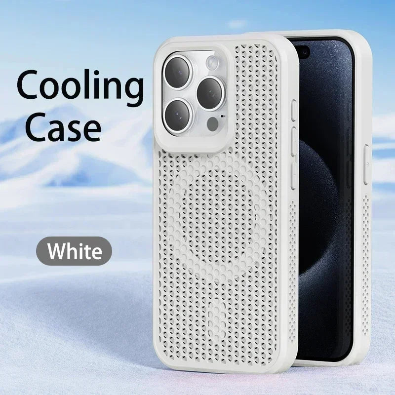 Coque de téléphone à Dissipation thermique et rafraîchissante, étui magnétique arrière rigide et respirant pour iPhone 17 16 15 14 13 12 11 Pro Max Plus pour Magsafe