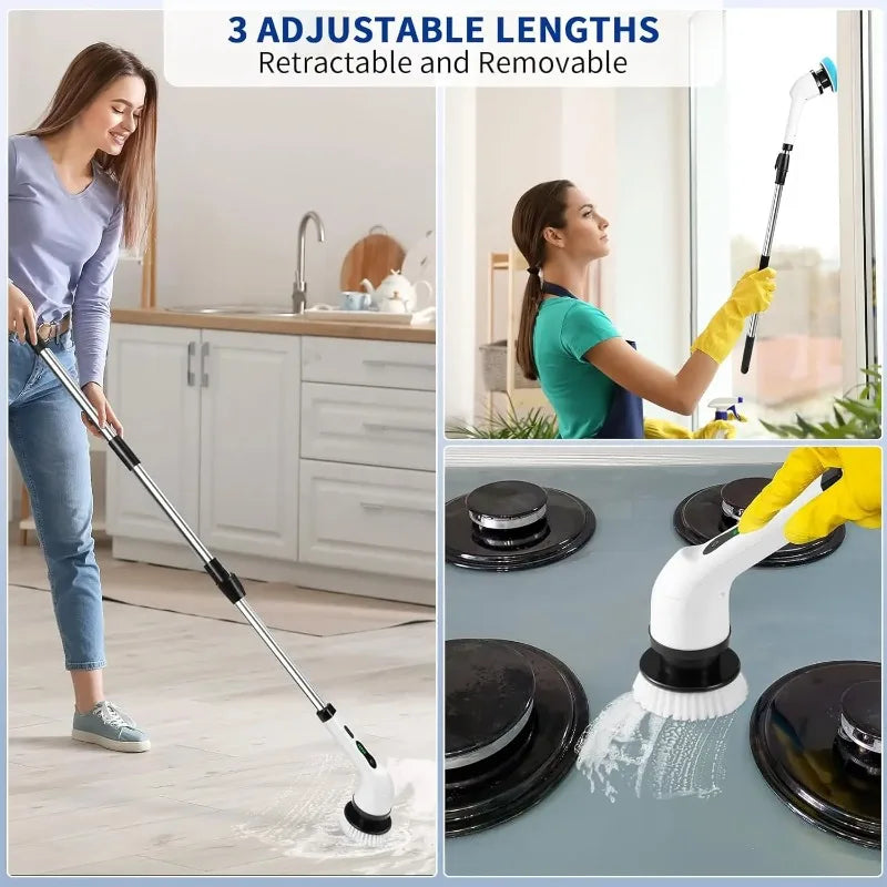 Brosse de nettoyage électrique multi-outils multifonctionnelle, pour le nettoyage rotatif de salle de bain, de cuisine, de toilettes et d'automobile.