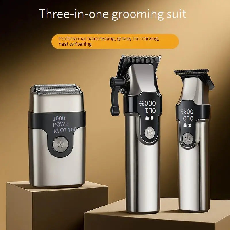 3 pièces en un ensemble professionnel électrique tondeuses à cheveux Kit tondeuse à cheveux Rechargeable hommes rasoir USB charge Machine de coupe de cheveux