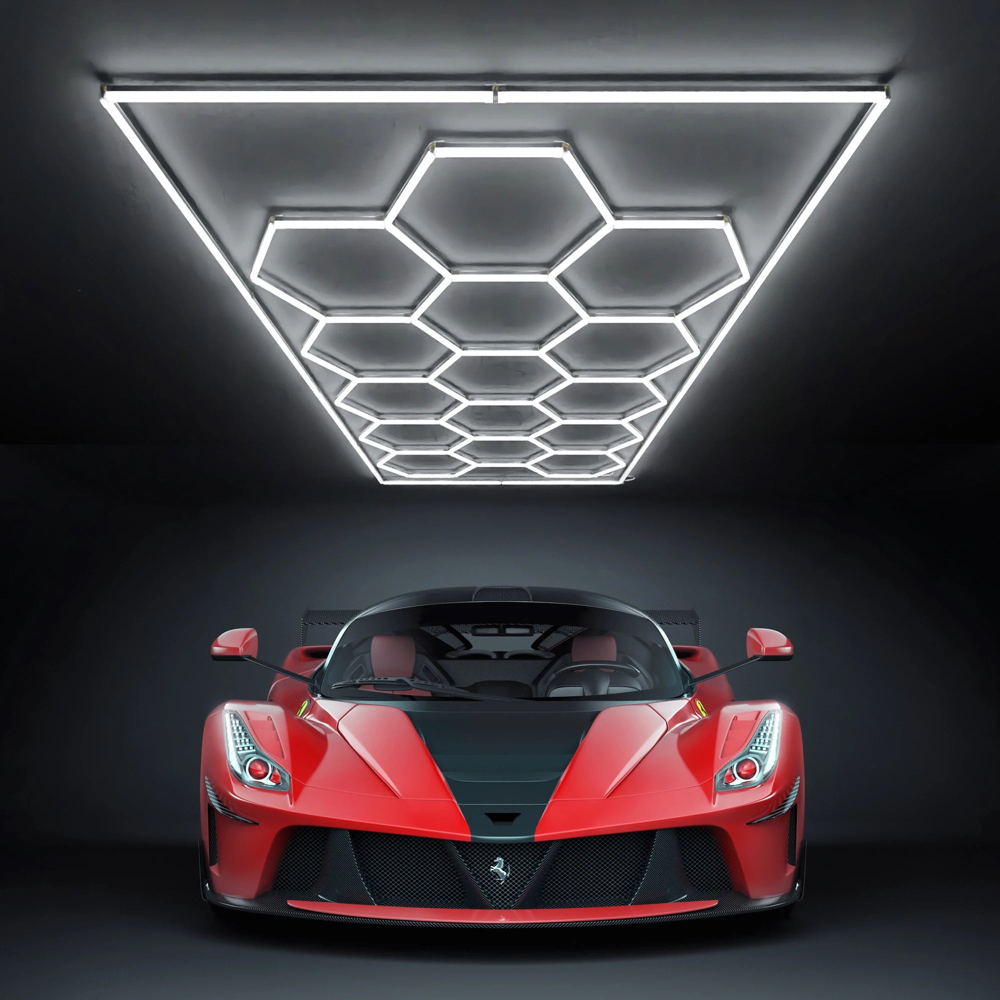 Lumière de Garage hexagonale avec cadre, 15 grilles, entrepôt Local, expédition rapide, lumière Led en nid d'abeille pour atelier, barbier, salle de sport