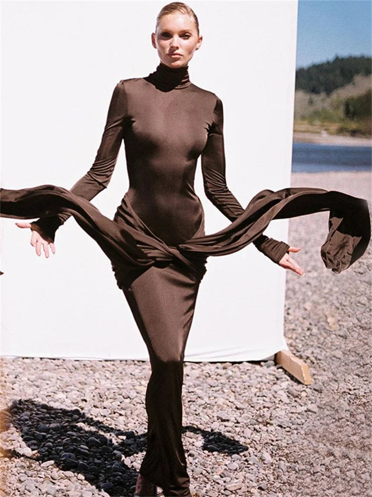 Tossy-Robe Longue Plissée à Manches sulfpour Femme, Tenue de Soirée Slim, à Lacets, Couleur Unie, Nouvelle Collection Printemps 2024