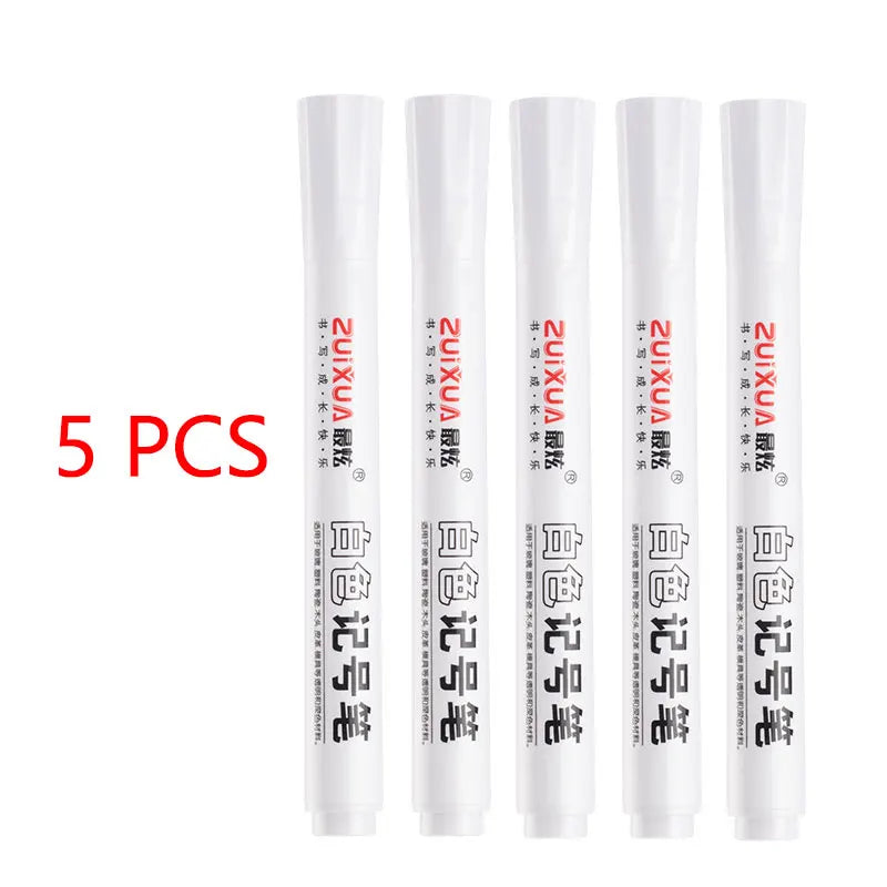 Stylos marqueurs blancs 2.0mm, 1/3/5 pièces, stylo Gel blanc étanche à l'huile, marqueurs de croquis Graffiti, papeterie fournitures scolaires