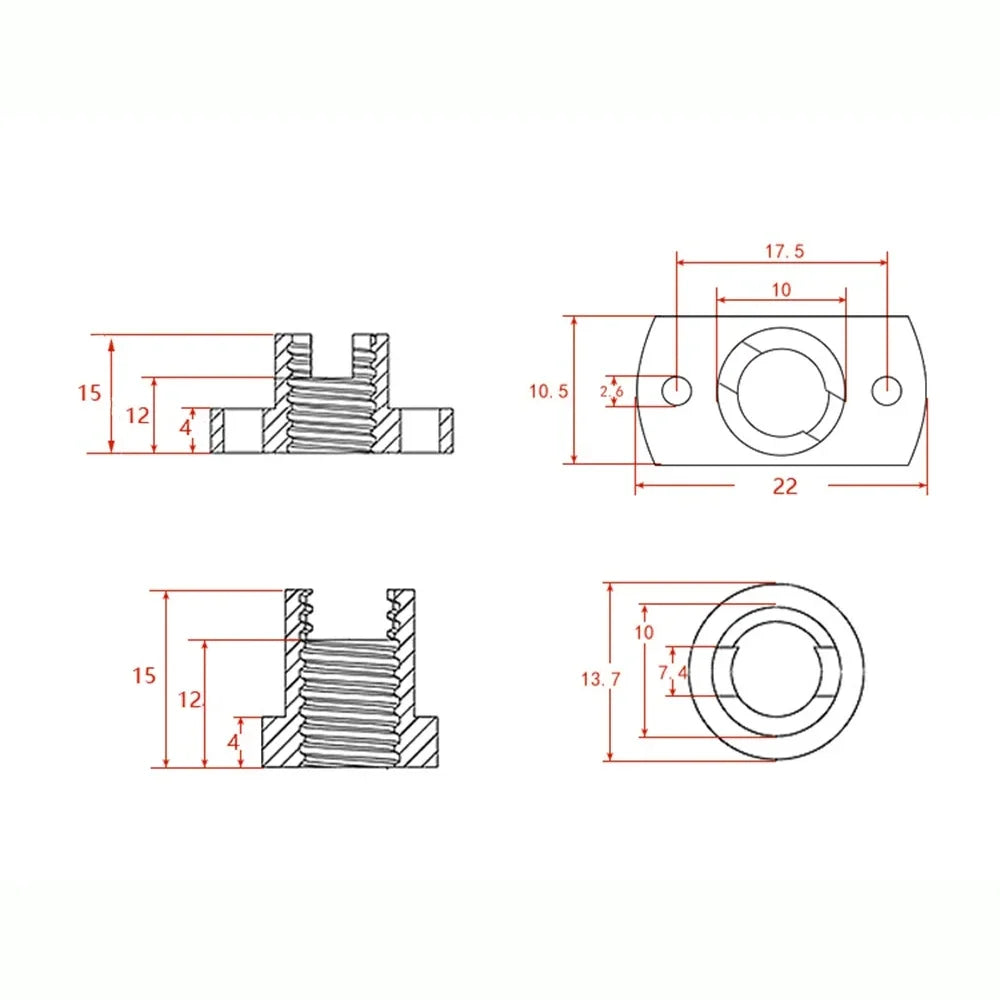 2/4/8 pièces axe Z T8 Anti-jeu écrou à ressort élimination écart écrous en laiton pour mise à niveau Ender 3 3s Pro V2 CR-10 imprimante 3D
