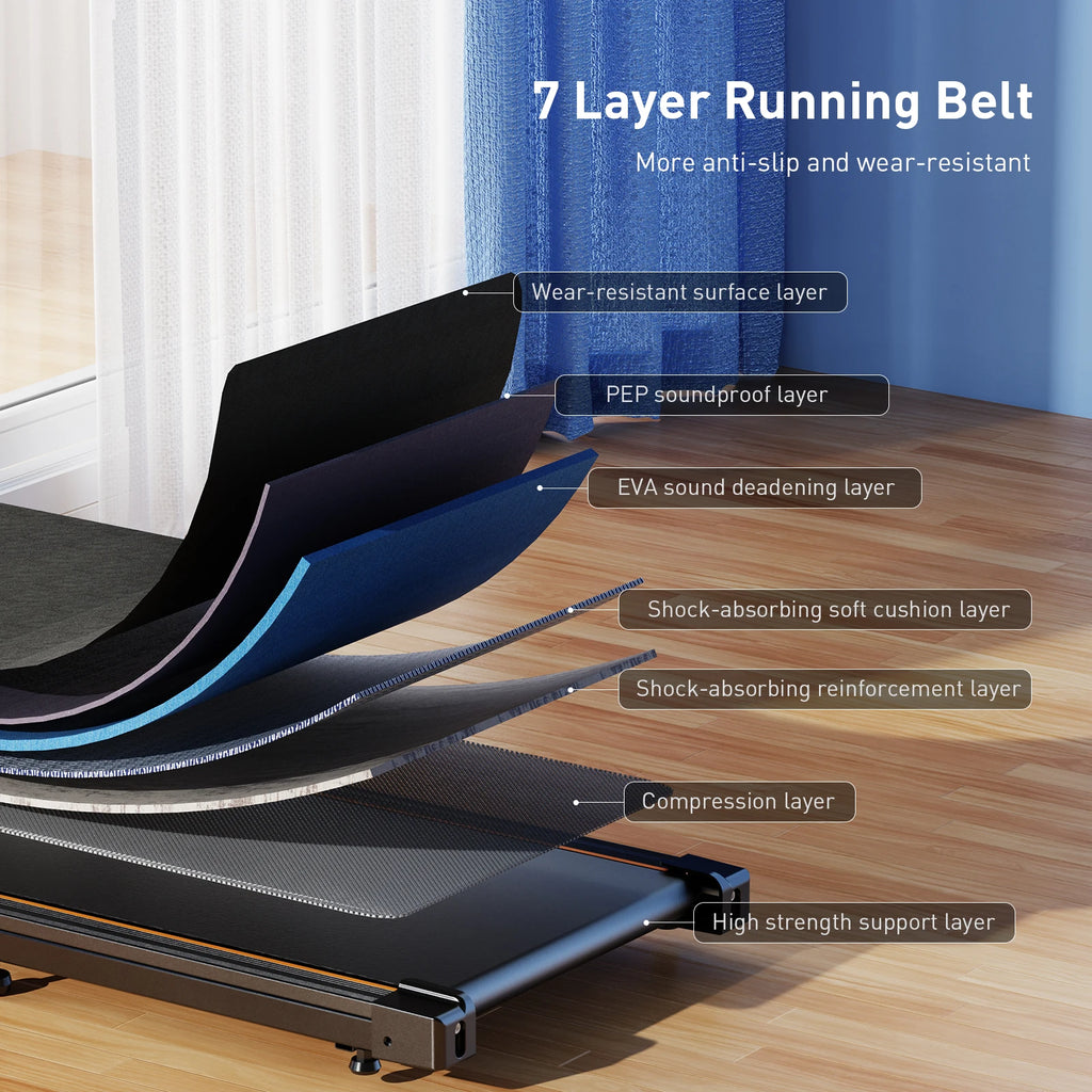Formill-Tapis de Course pio FT21, Moteur 2,5 HP, Vitesse 1-6 km/h, Antidérapant, Absorption des Chocs, Mini Tapis de Course pour le Bureau et la Maison