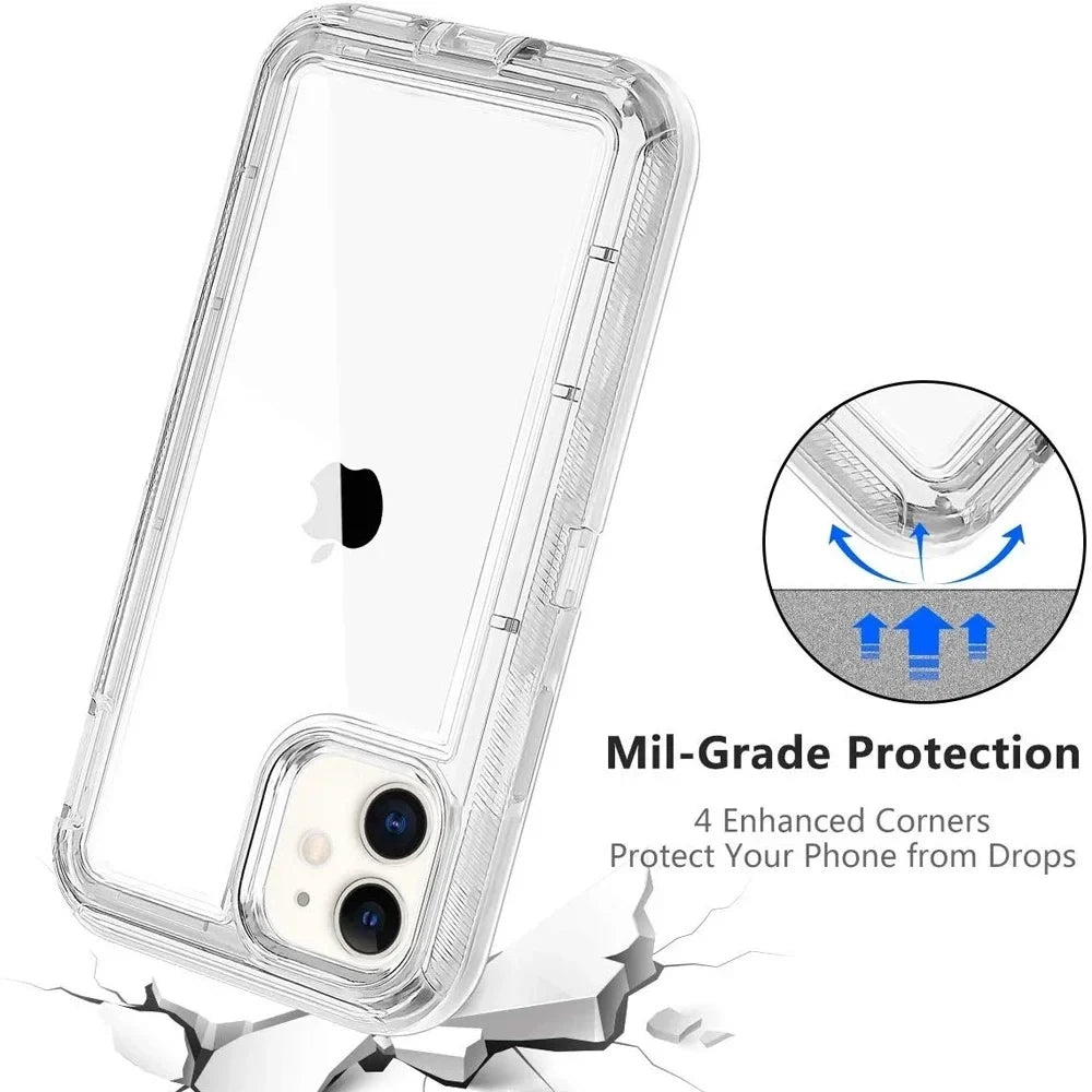Coque de téléphone 3 en 1 pour iPhone 17 16E 15 14 16 PLUS 11 17 Pro MAX MINI 17 Air, hybride robuste, résistante aux chocs, armure rigide