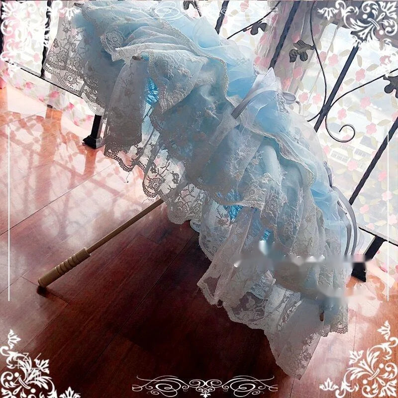 Lolita-Parapluie en dentelle fait main pour fête, fleur de printemps, fête de mariage, parasol Versailles, casque d'écoute, El Principito
