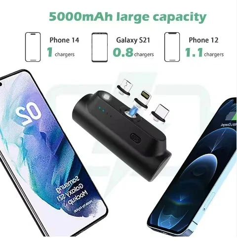 Mini batterie externe à Capsule magnétique 5000mAh, chargeur d'urgence, batterie externe de secours adaptée à la type-c Xiaomi iphone 12 pro