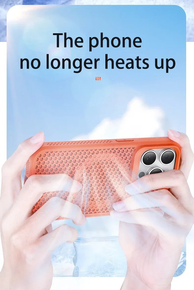 Coque de téléphone à Dissipation thermique et rafraîchissante, étui magnétique arrière rigide et respirant pour iPhone 17 16 15 14 13 12 11 Pro Max Plus pour Magsafe