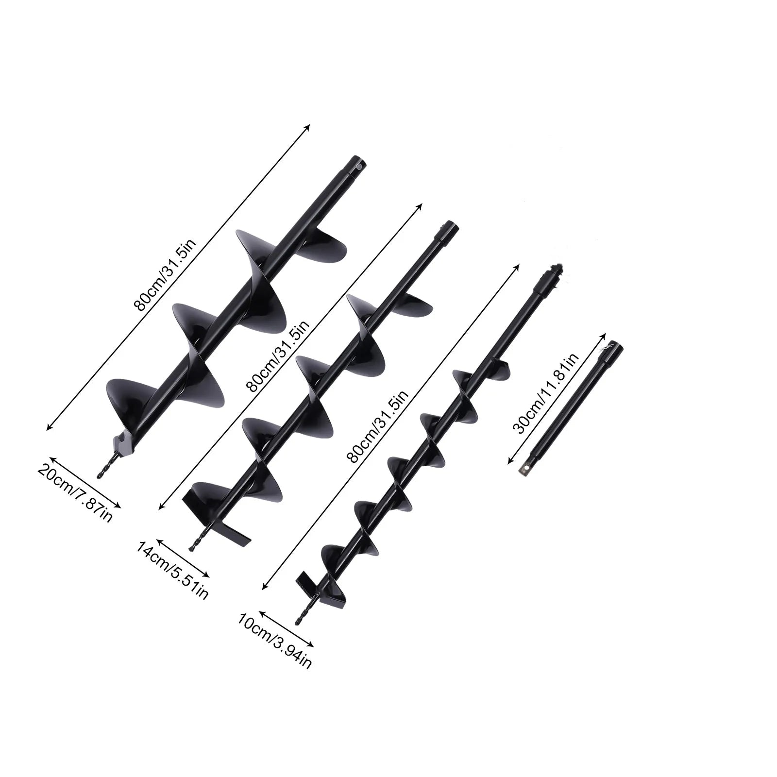 Forets en spirale pour jardinière de clôture de jardin, foret de trou de poteau, projets de sol, alésoir d'outil, 4 po, 6 po, 8 po de largeur, 3 pièces