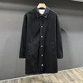 Nouveau printemps automne mode Denim Trench hommes coupe-vent décontracté manteau couleur unie Long hommes col rabattu vestes d'extérieur homme