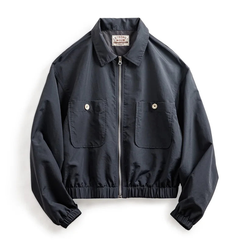 Maden Veste à col de baseball vintage pour femme, courte et décontractée, printemps-automne, légère, tenue quotidienne, rose