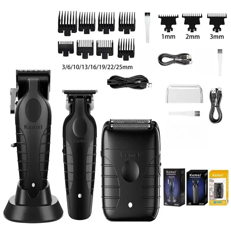 Kemei Kit de tondeuse à cheveux originale KM-2296 KM-2299 KM-T95 tondeuse à cheveux électrique Rechargeable barbier rasoir professionnel pour hommes