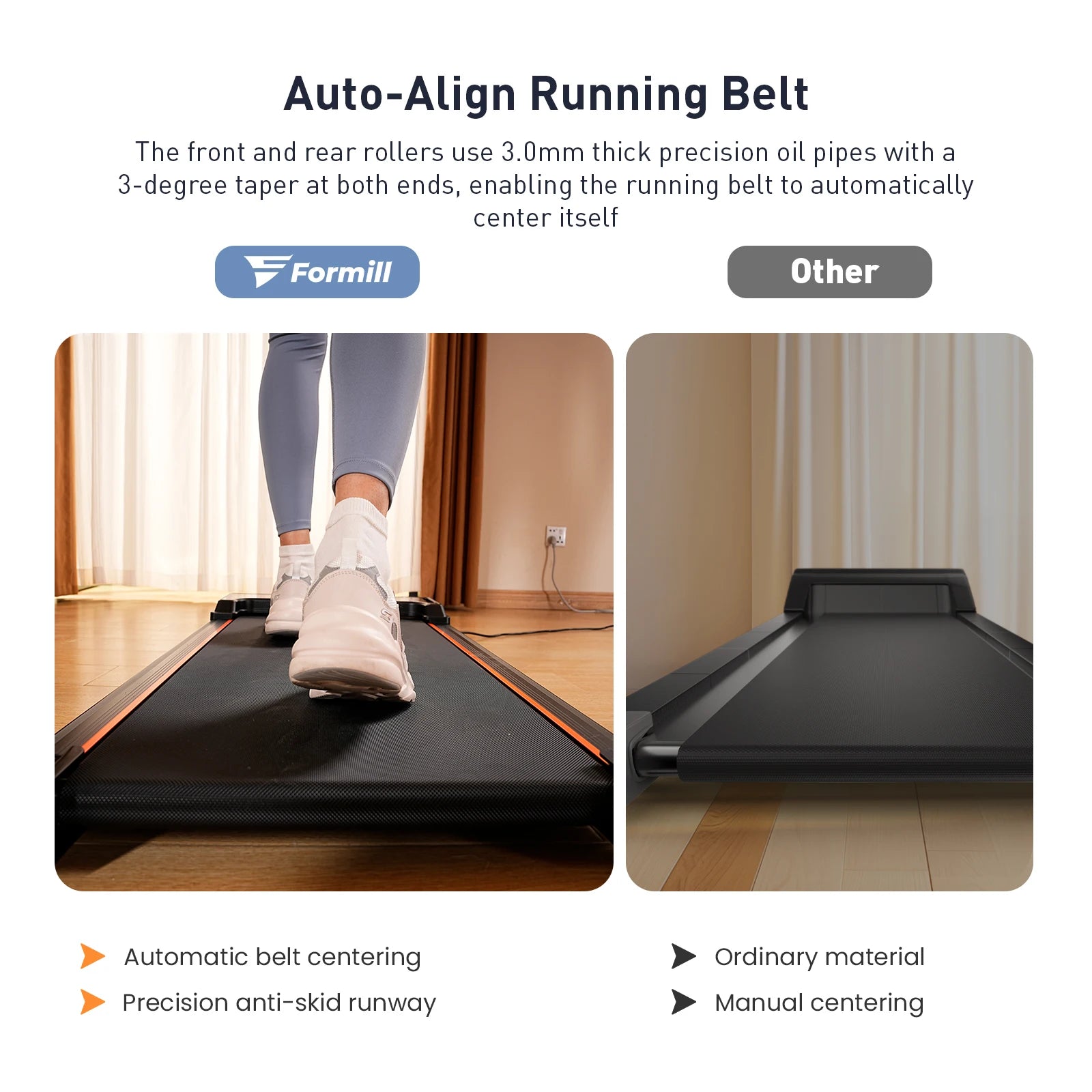 Formill-Tapis de Course pio FT21, Moteur 2,5 HP, Vitesse 1-6 km/h, Antidérapant, Absorption des Chocs, Mini Tapis de Course pour le Bureau et la Maison