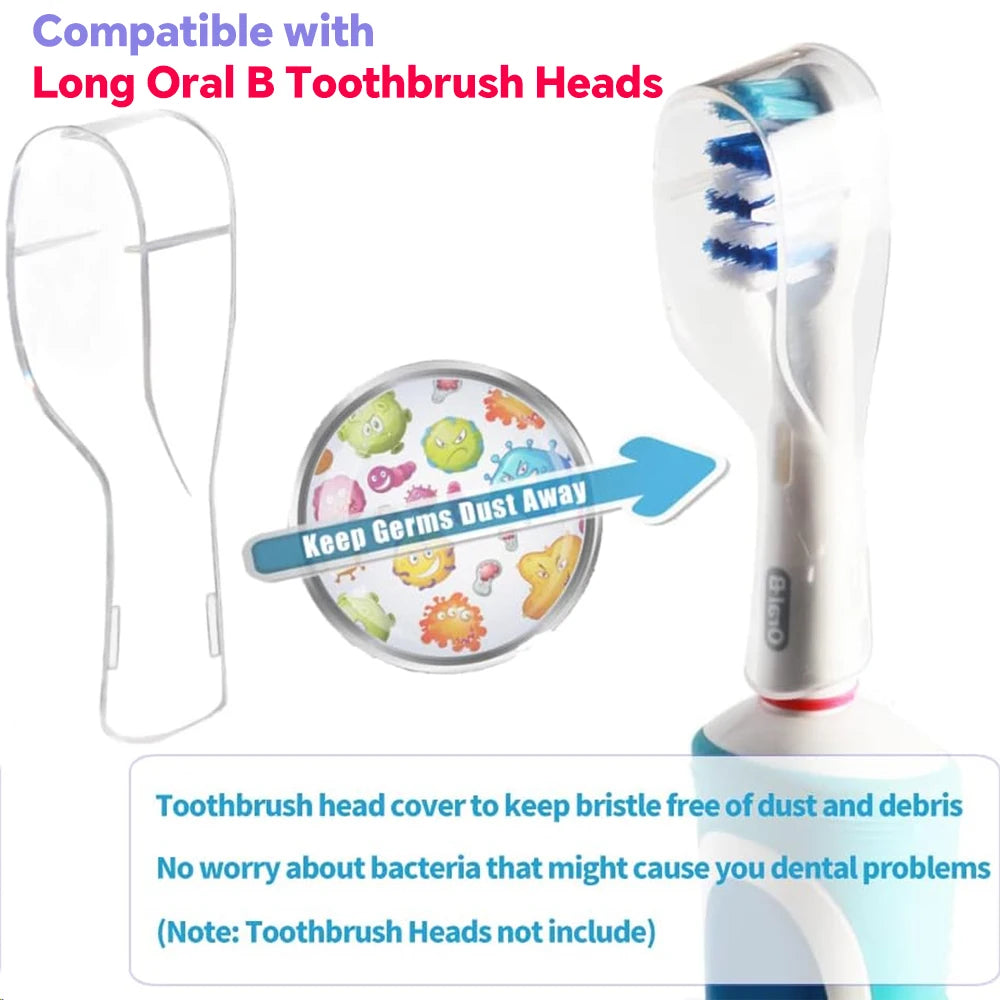 Compatible avec les têtes de brosse à dents électrique à tête longue Oral B, couvercles anti-poussière, capuchon de protection pour têtes de brosse orales B longues