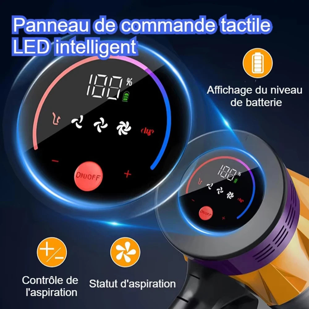 Aspirateur sans fil 550W, moteur sans balais, aspiration 55K PA, aspirateur Vertical, tasse à poussière pour maison intelligente, 3 têtes de brosse