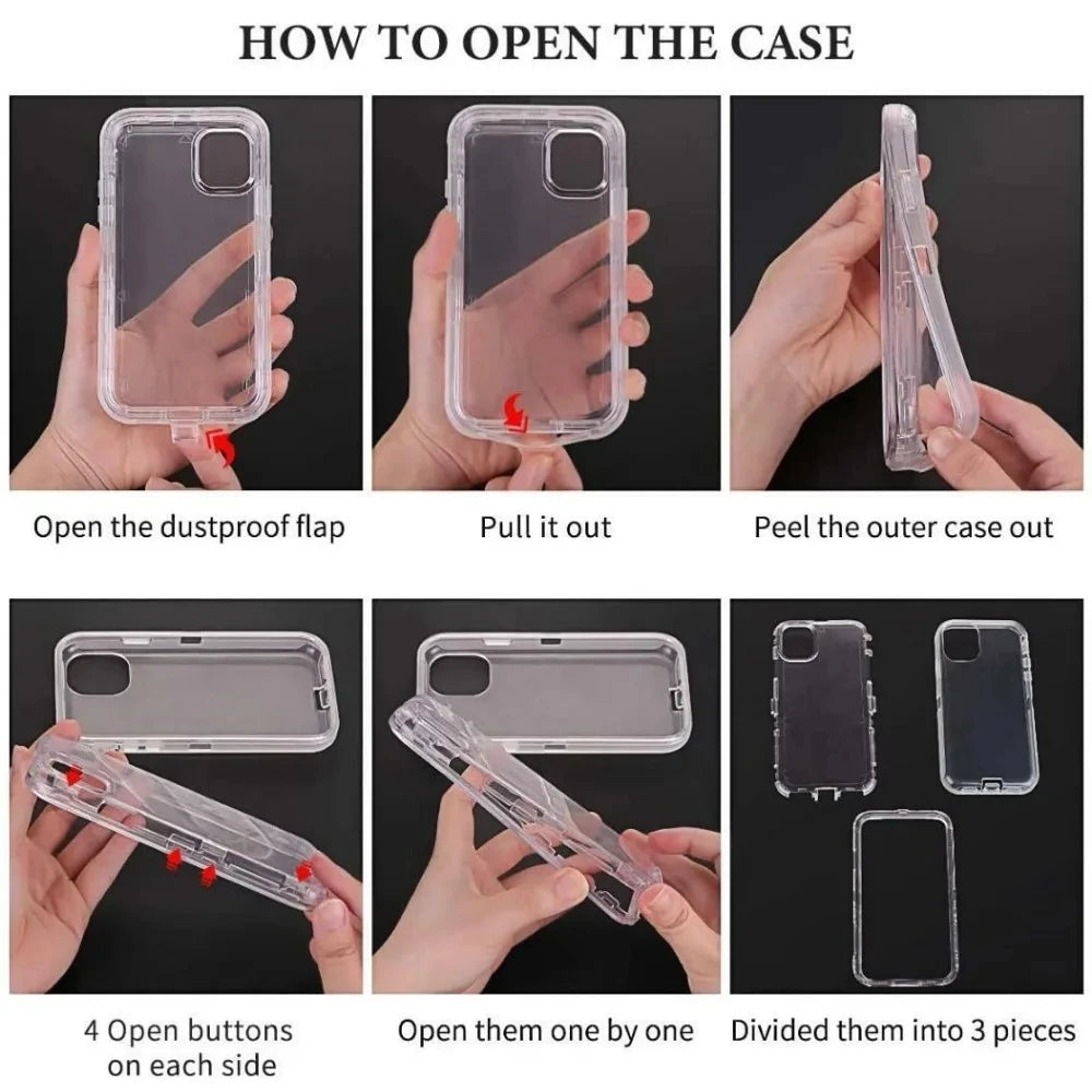 Coque de téléphone 3 en 1 pour iPhone 17 16E 15 14 16 PLUS 11 17 Pro MAX MINI 17 Air, hybride robuste, résistante aux chocs, armure rigide