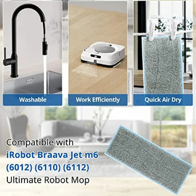 Pour aspirateur Robot iRobot Braava Jet M6, nettoyage humide et sec, chiffons de nettoyage, tampons, accessoires de remplacement, pièces lavables