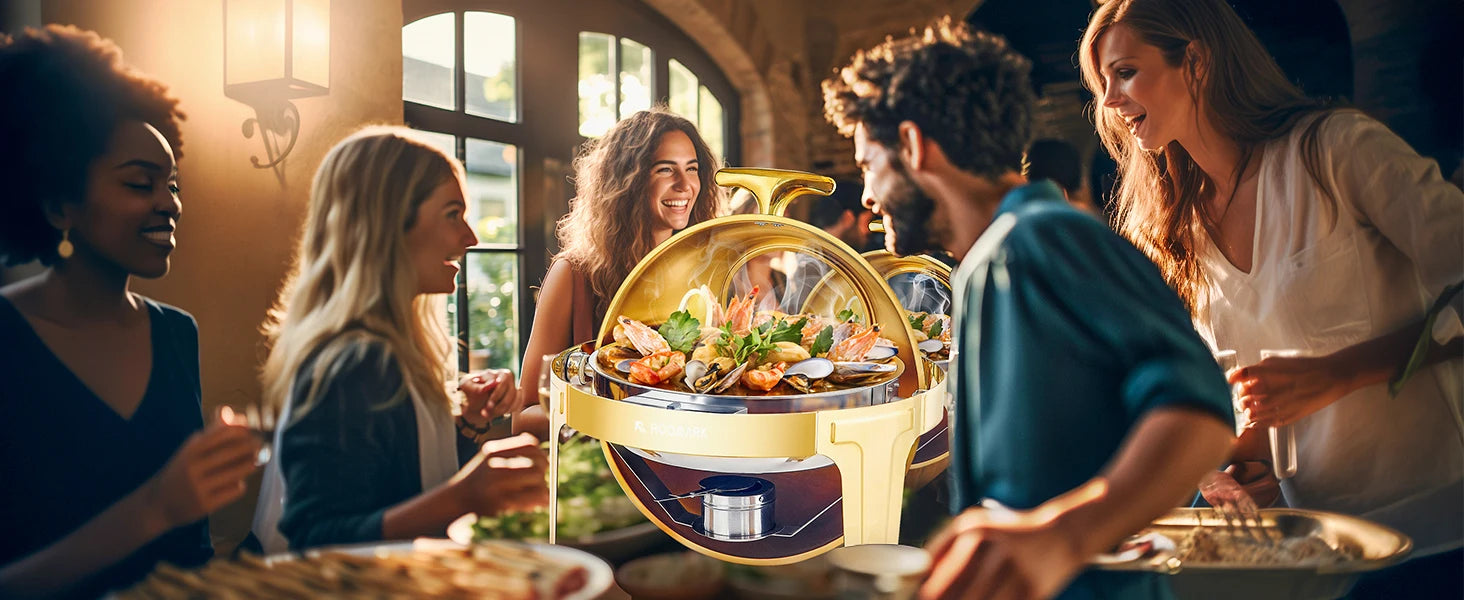 ROOMARK – ensemble de Buffet à réchaud 9QT, chauffe-catering en acier inoxydable de haute qualité, ensemble complet avec cadre épais pour fête de mariage