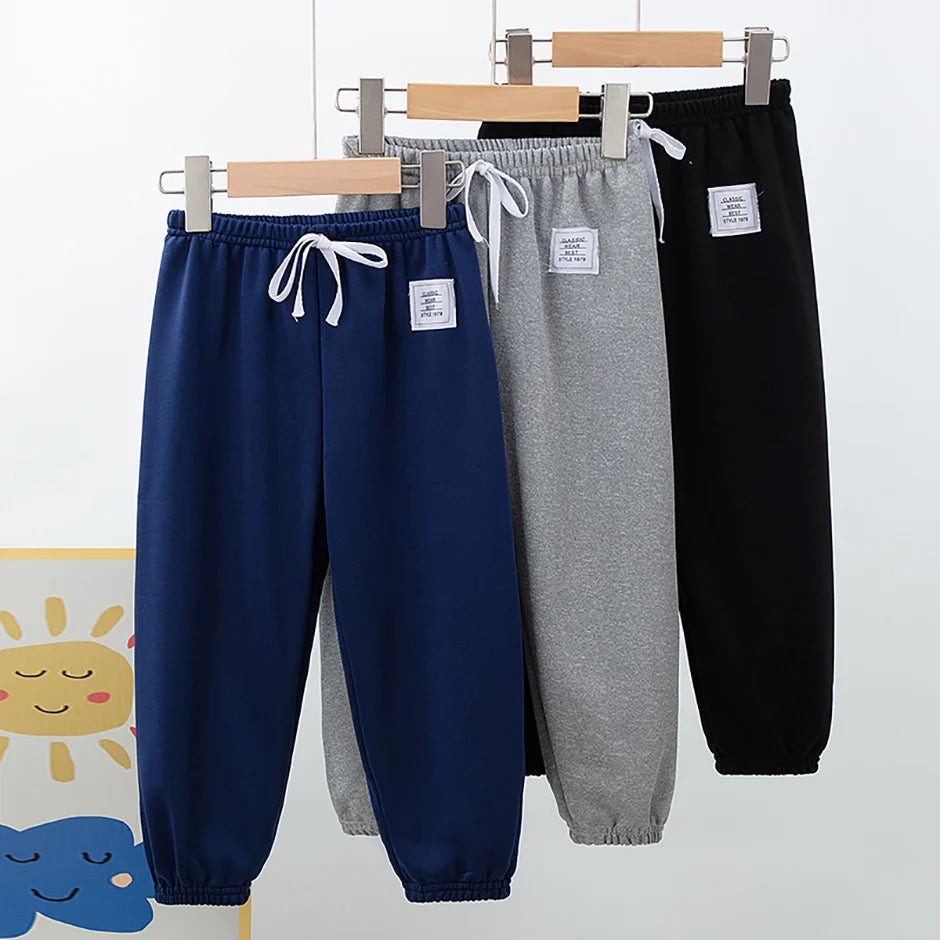 1/3 Pack enfants printemps couleur unie pantalons garçons et filles loisirs tendance taille élastique pantalon grand garçon sport Joker Harun pantalons
