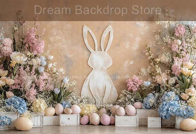 Printemps pâques fond photographie mignon lapin carotte lapin oeuf maison toile de fond décor pour enfants anniversaire gâteau Smash Photo Studio