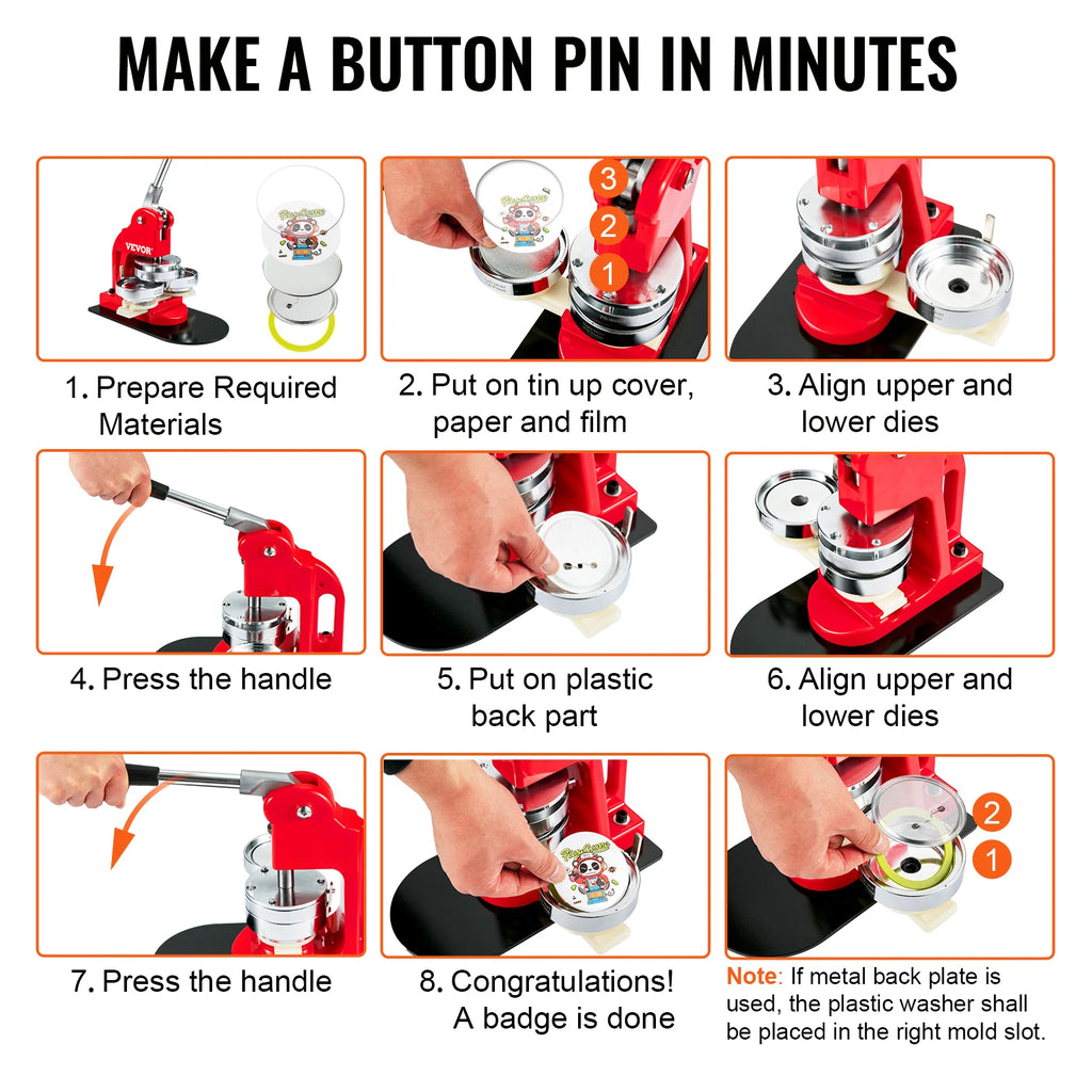 SucceBuy 25/32/58/75MM Machine de fabrication de badges broche de bouton de bricolage avec 500 pièces pièces gratuites Kit de presse cercle fabrication outil de fabrication de boutons