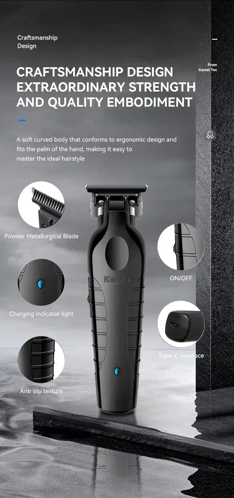 Kemei Kit de tondeuse à cheveux originale KM-2296 KM-2299 KM-T95 tondeuse à cheveux électrique Rechargeable barbier rasoir professionnel pour hommes