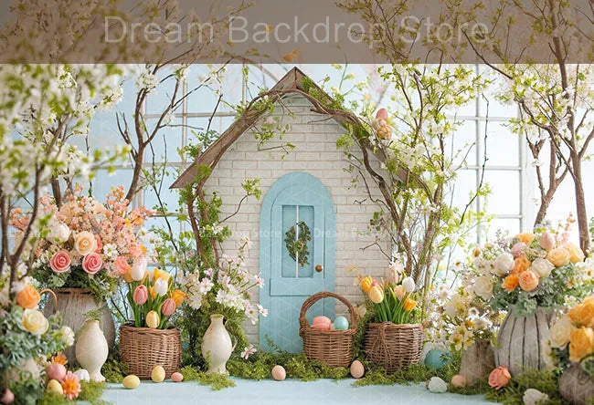 Printemps pâques fond photographie mignon lapin carotte lapin oeuf maison toile de fond décor pour enfants anniversaire gâteau Smash Photo Studio