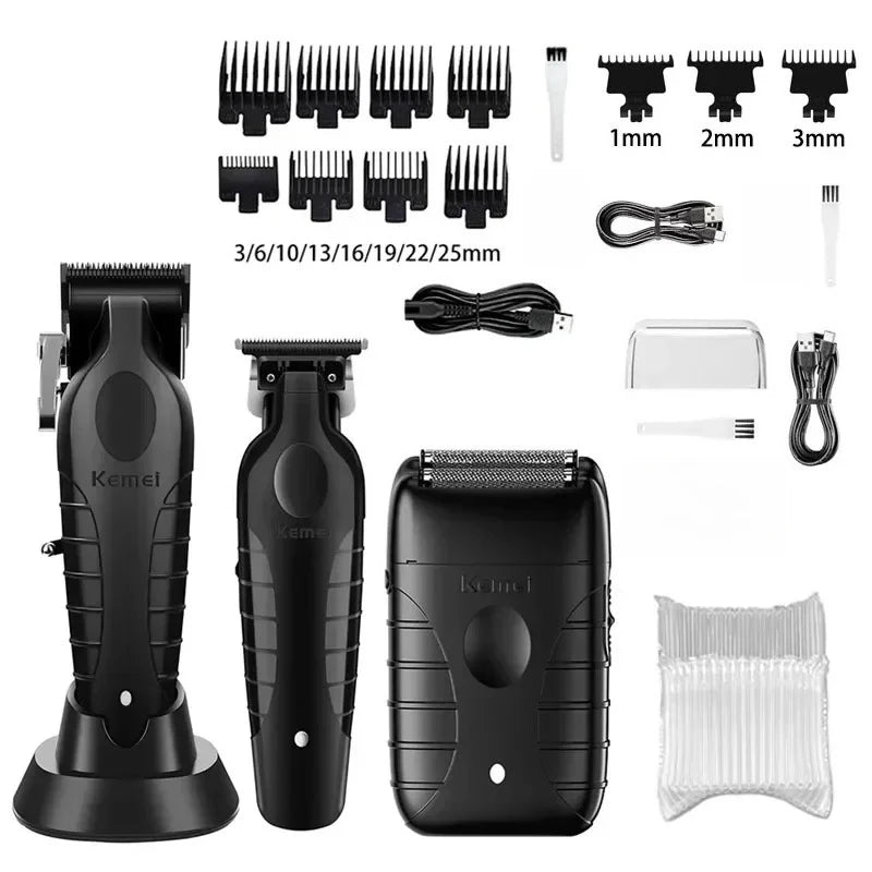 Kemei Kit de tondeuse à cheveux originale KM-2296 KM-2299 KM-T95 tondeuse à cheveux électrique Rechargeable barbier rasoir professionnel pour hommes