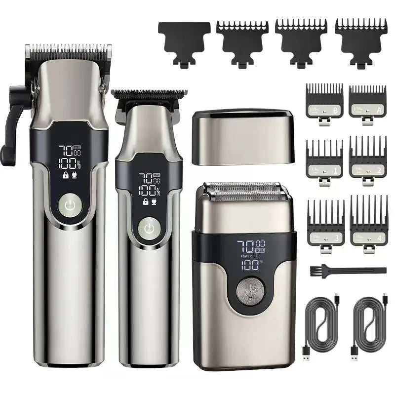3 pièces en un ensemble professionnel électrique tondeuses à cheveux Kit tondeuse à cheveux Rechargeable hommes rasoir USB charge Machine de coupe de cheveux