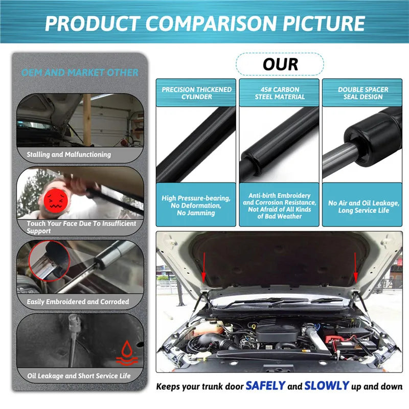 Support de levage de capot avant de voiture, 2 pièces, entretoises à ressort à gaz, Supports de chocs, accessoires de voiture pour Ford Ranger T6 2012 – 2021 UTE
