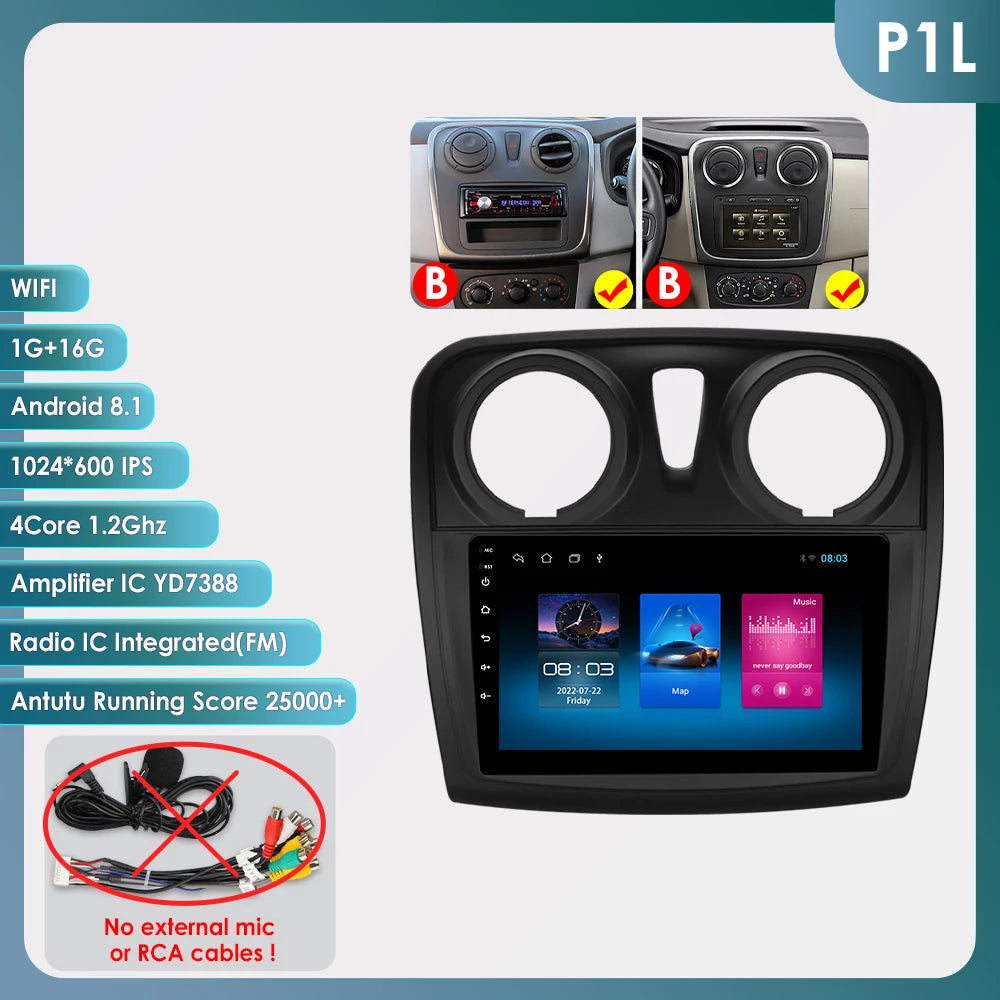 Hizpo-Autoradio Android pour Renault Logan 2, 2012-2019, Sandero 2, 2014-2019, 4G, Limitation de la voiture, GPS, 2Din, Autoradio, CarPlay, WIFI, DSP