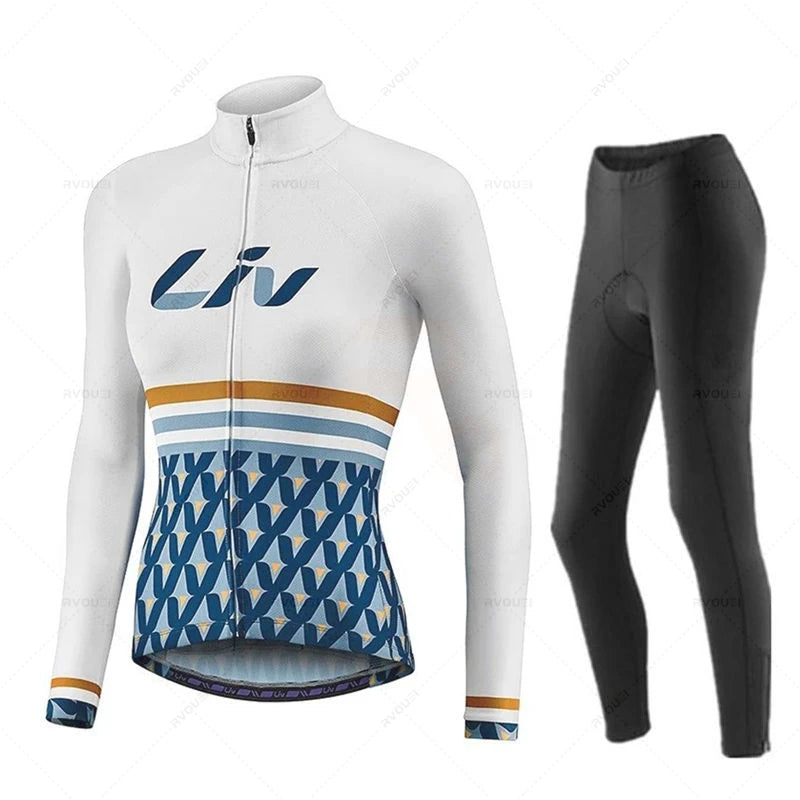 Liv-Ensemble de maillots de cyclisme pour femmes, manches longues, vêtements de vélo, maillot VTT, Culotte, printemps, automne