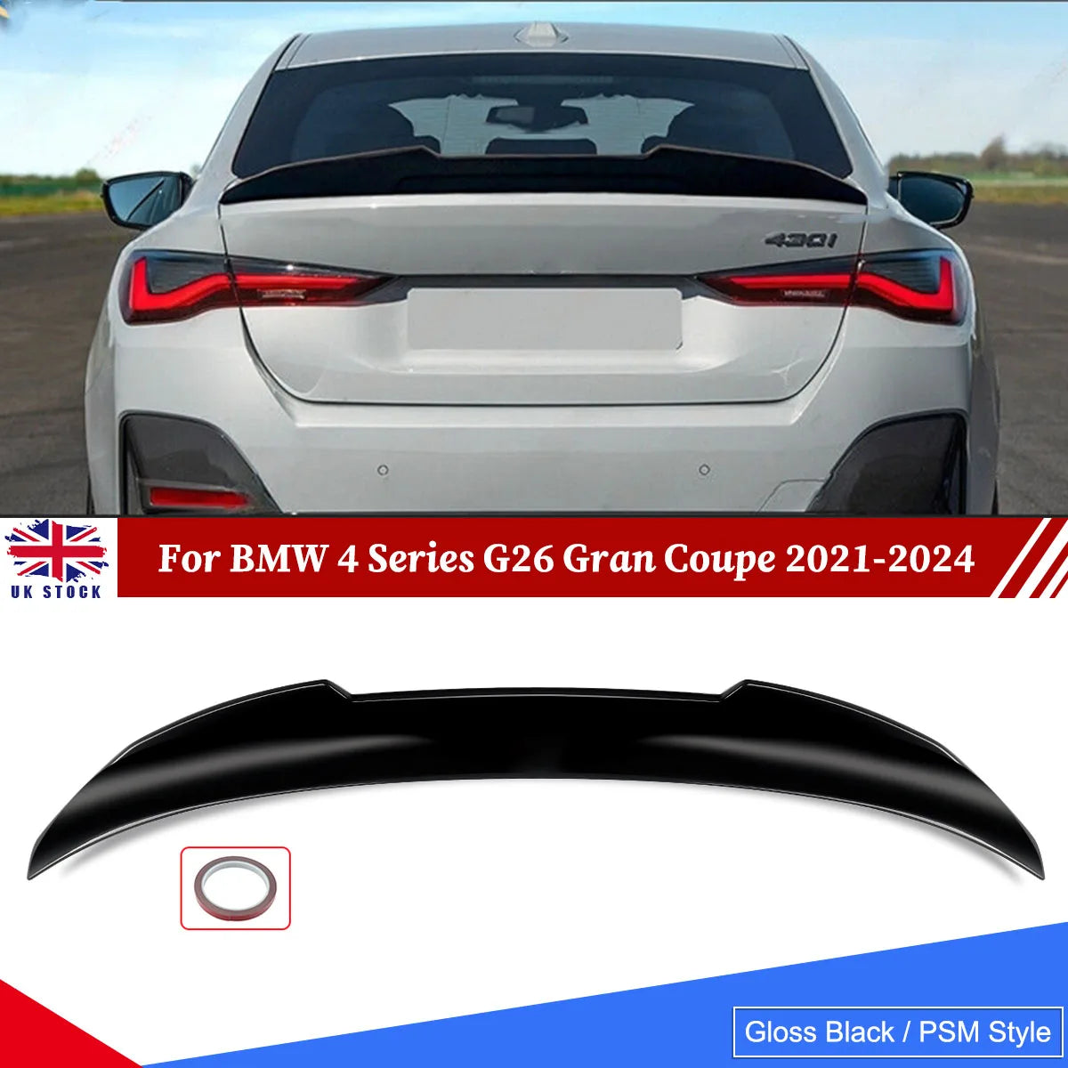 Spomicrophone arrière de style PSM, noir brillant, adapté pour 21 à 24 BMW Série 4 G26 Gran Coupé i4 4DR