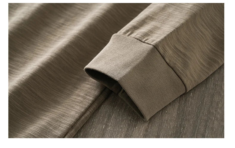 DUKEEN t-shirts à manches longues en coton flammé lourd pour hommes printemps et automne sous-vêtements respirants en pur coton vêtements pour hommes