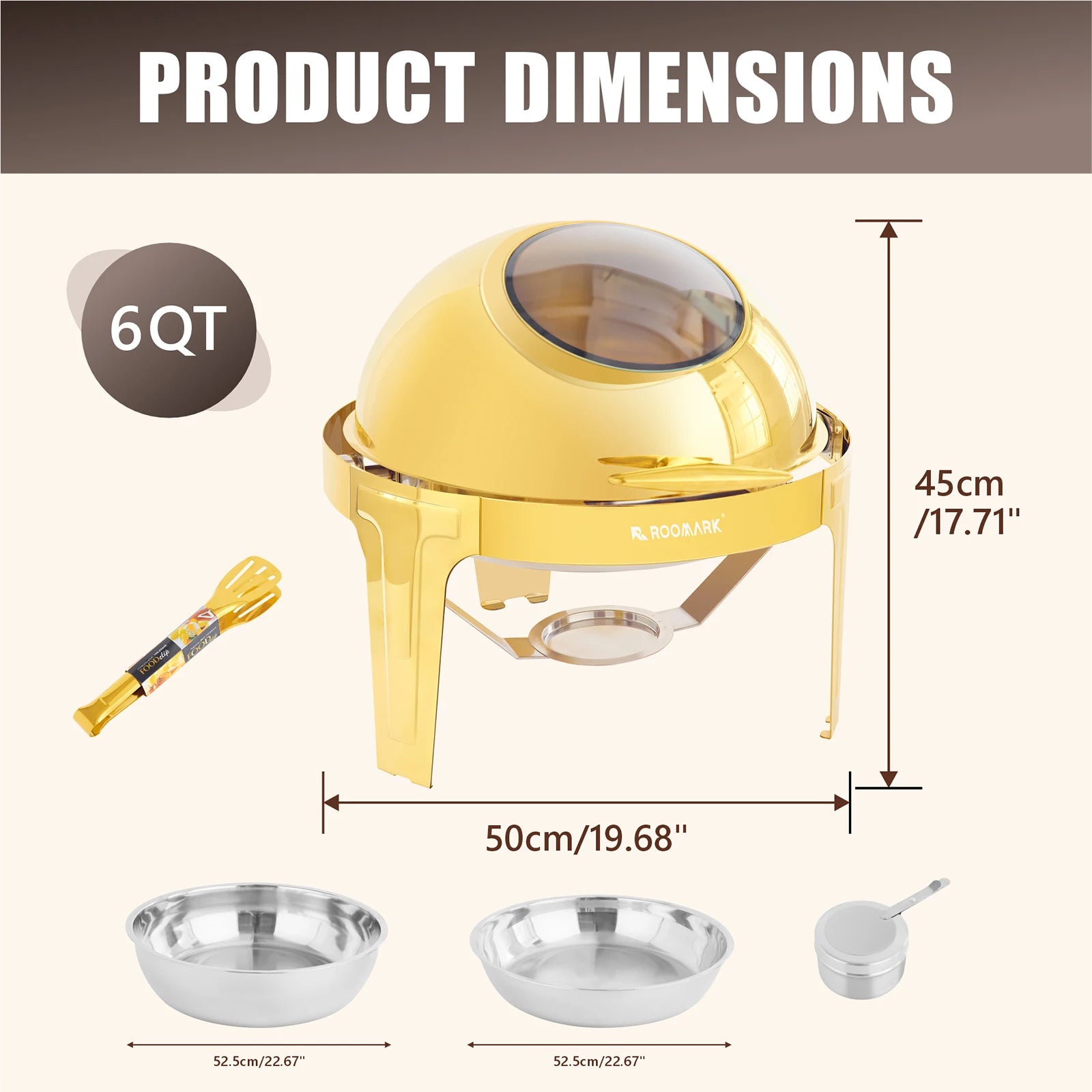 ROOMARK – ensemble de Buffet à réchaud 9QT, chauffe-catering en acier inoxydable de haute qualité, ensemble complet avec cadre épais pour fête de mariage