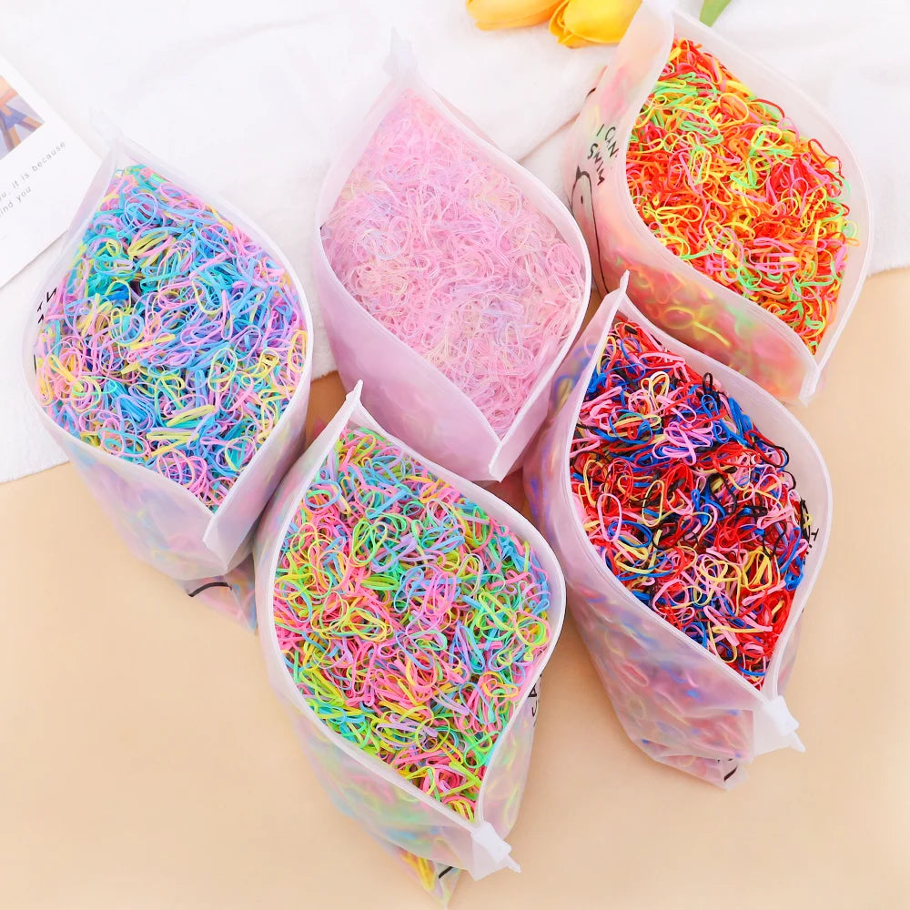Artificiel astique de poulet coloré pour filles, attaches pour cheveux, bande de sauna, porte-queue de cheval pour enfants, accessoires pour cheveux, 500 pièces, 1000 pièces, 2000 pièces