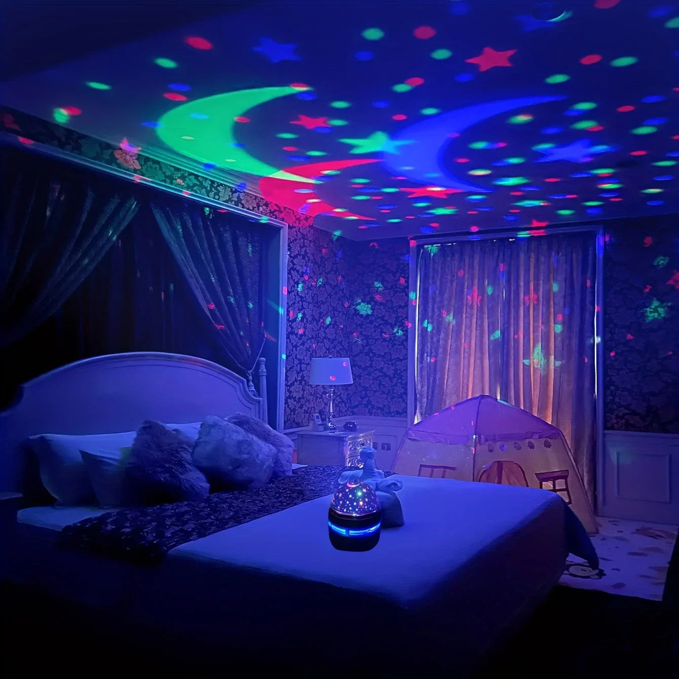 LED ciel étoilé veilleuses USB projecteur lampe boule magique lune étoile lumières de noël maison chambre atmosphère décorations