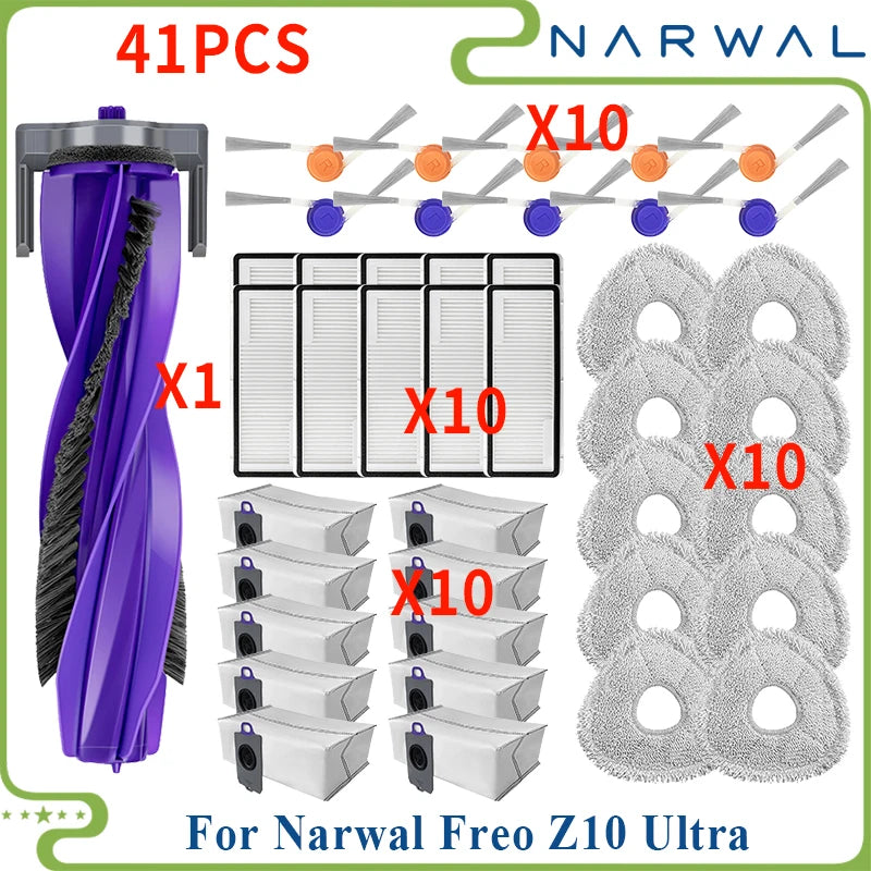 Compatible pour (Narwal Freo Z10 Ultra / provinceZ10 nani) pièces d'aspirateur rouleau principal couvercle de brosse latérale filtre vadrouille sac à poussière en tissu