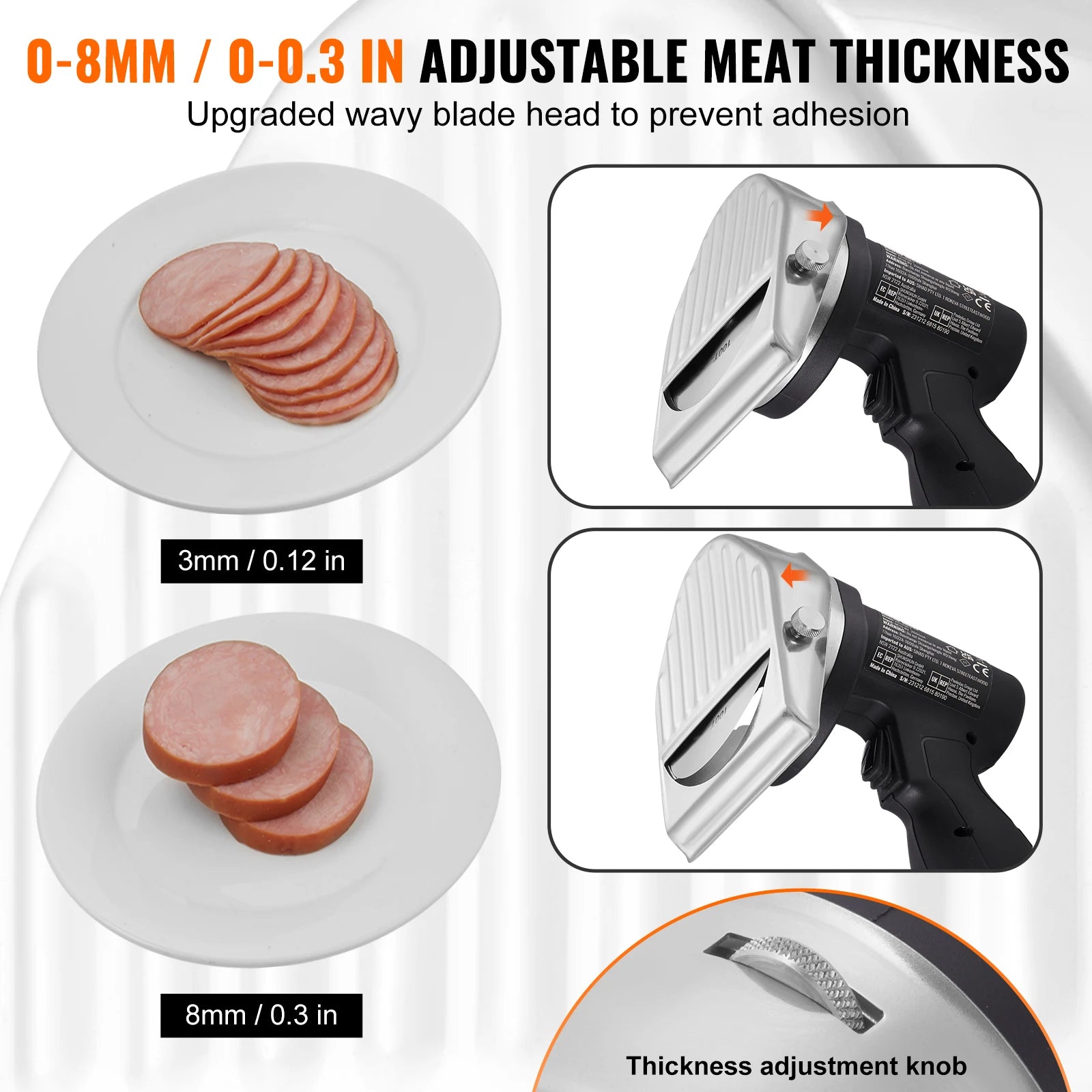 SucceBuy couteau électrique Shawarma, couteau turc professionnel à batterie sans fil coupe gyroscopique commerciale en acier inoxydable