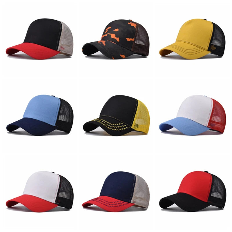 Casquette de Baseball pour adulte, chapeau en filet, couleur pure, unisexe, été, respirant, sans motif, ombre, printemps, automne, hip hop, ajusté
