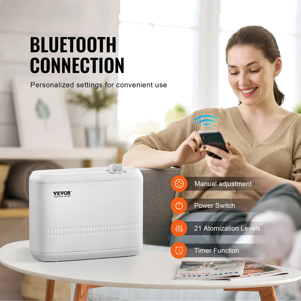 VEVOR Machine à air parfumé, diffuseur d'huiles essentielles intelligent Bluetooth 850 ml, diffuseur de parfum CVC sans eau air froid, machine de diffusion d'aromathérapie pour maison, bureau, hôtel