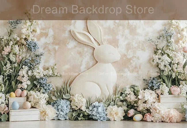 Printemps pâques fond photographie mignon lapin carotte lapin oeuf maison toile de fond décor pour enfants anniversaire gâteau Smash Photo Studio