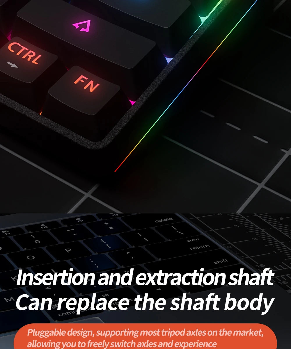 MUCAI MK61 USB Gaming Esports clavier mécanique 61 touches axe rouge filaire câble détachable rétro-éclairage rvb échange à chaud