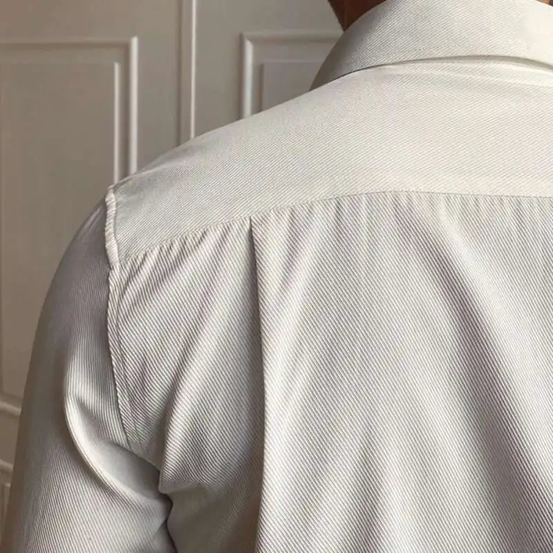 Printemps loisirs britannique affaires chemise Design britannique hommes col Cuba mince solide chemise blanche Camisa Social Masculina hommes chemise