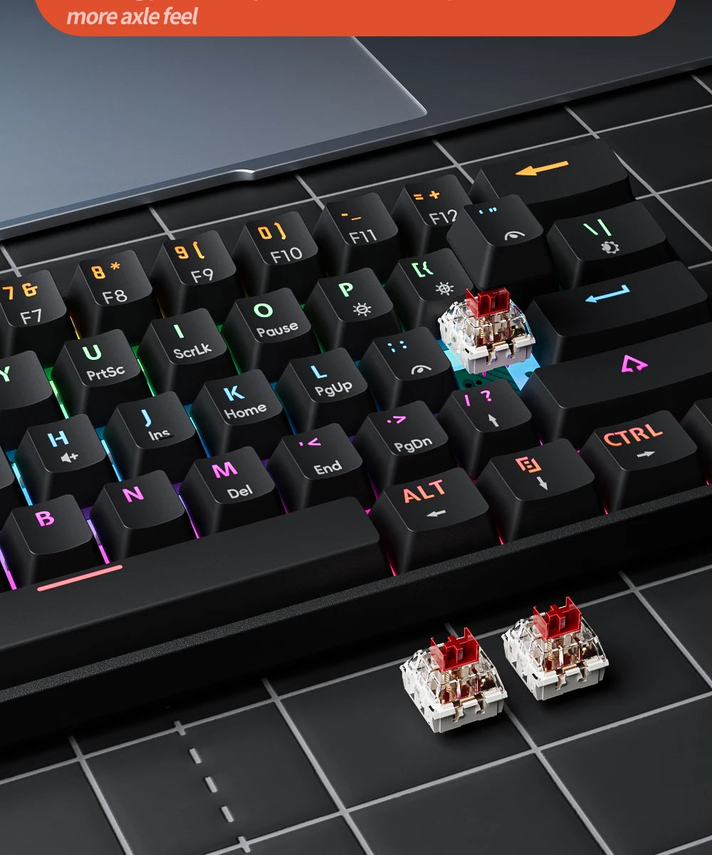 MUCAI MK61 USB Gaming Esports clavier mécanique 61 touches axe rouge filaire câble détachable rétro-éclairage rvb échange à chaud